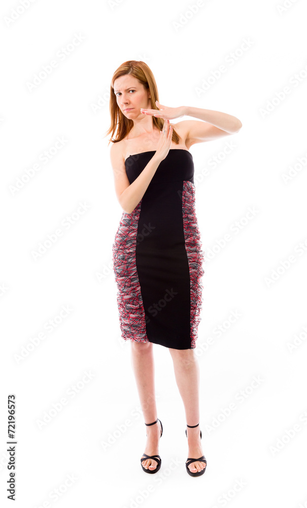 model isolated on plain background hand gesture break sign model isolated on plain background hand gesture break sign