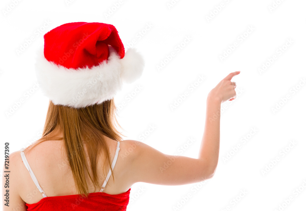 model isolated on plain background back pointing model isolated on plain background back pointing