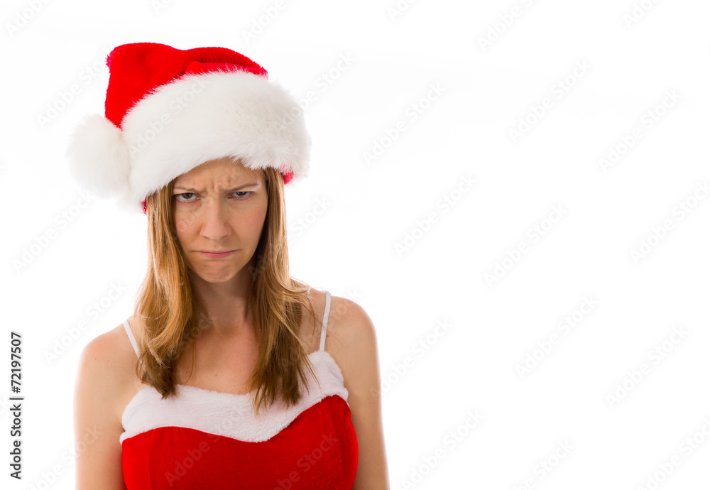 model isolated on plain background upset angry worried