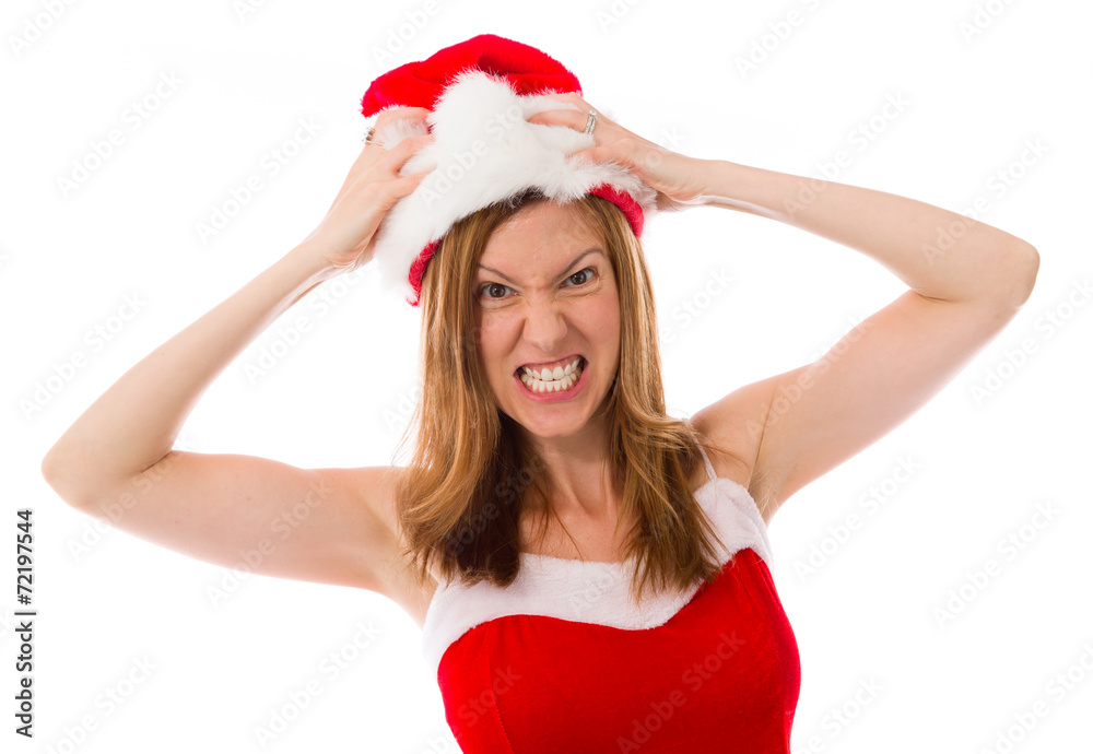 model isolated on plain background stressed upset pulling hairs model isolated on plain background stressed upset pulling hairs