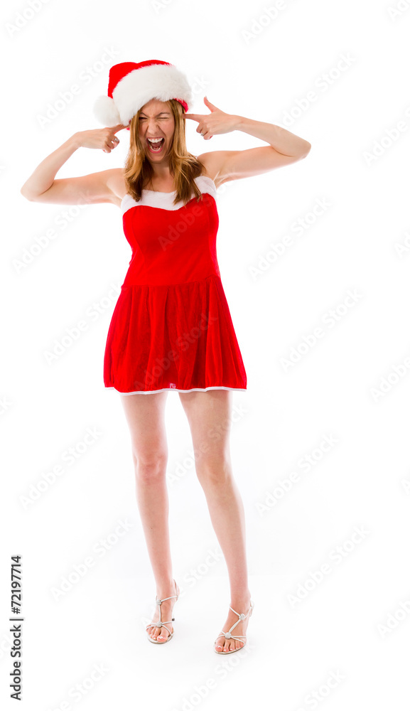 model isolated on plain background plugging ears with fingers model isolated on plain background plugging ears with fingers