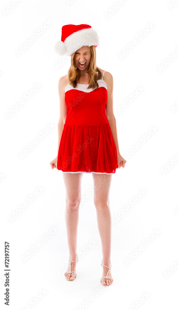 model isolated on plain background furious screaming model isolated on plain background furious screaming