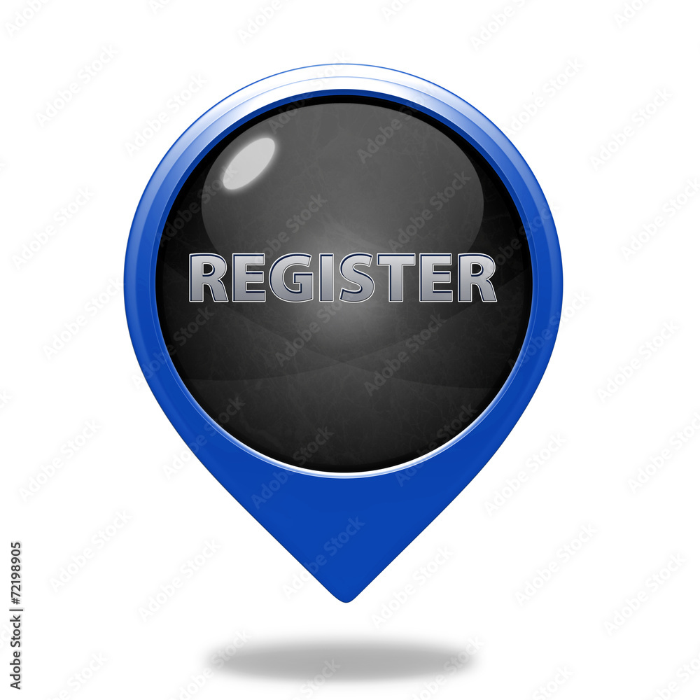register pointer button on white background register pointer button on white background