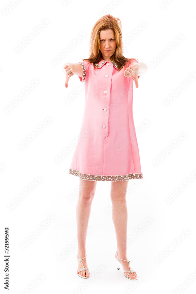 negative model showing thumbs down negative model showing thumbs down