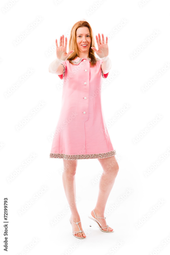 model isolated on plain background stop sign with hands model isolated on plain background stop sign with hands