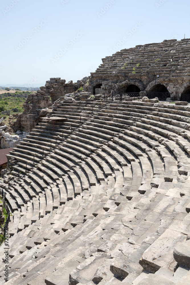 The ruins of  ancient Roman amphitheatre in Side. Turkey