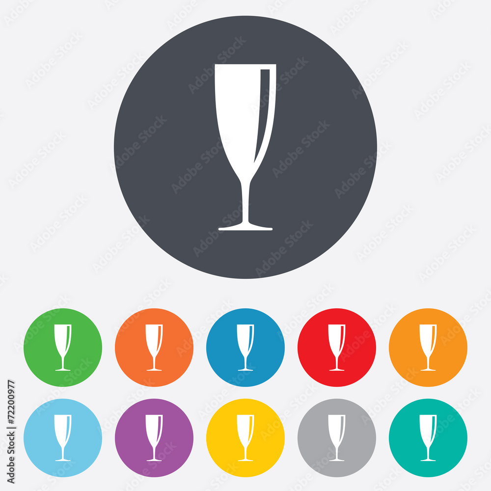 Glass of champagne sign icon. Alcohol drink. Glass of champagne sign icon. Alcohol drink.