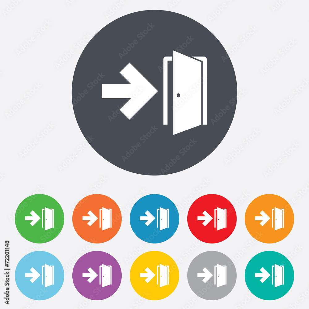Emergency exit sign icon. Door with right arrow. Emergency exit sign icon. Door with right arrow.