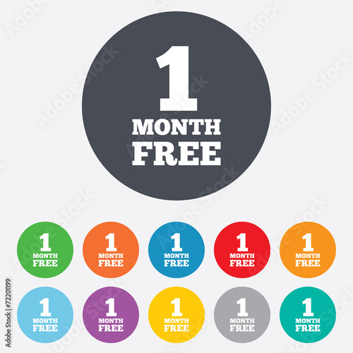First month free sign icon. Special offer symbol