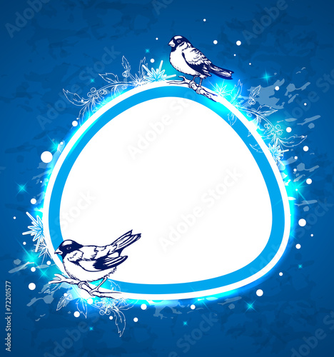 Blue Christmas  background with birds
