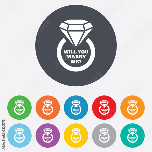 Marry me ring sign icon. Engagement symbol.