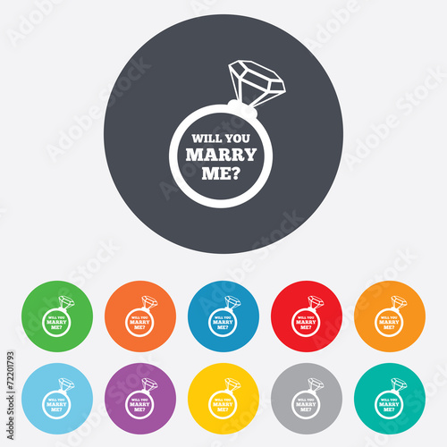 Marry me ring sign icon. Engagement symbol.