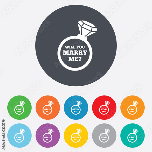 Marry me ring sign icon. Engagement symbol.