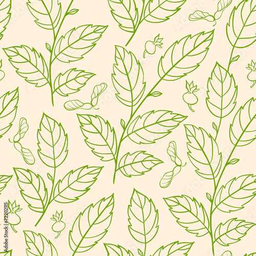 Seamless pattern with green branches