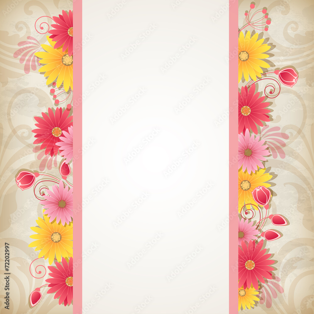 Obraz premium Background with red and yellow flowers