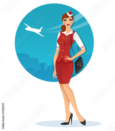 Girl in stewardess uniform