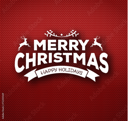 Christmas calligraphy on knitted pattern