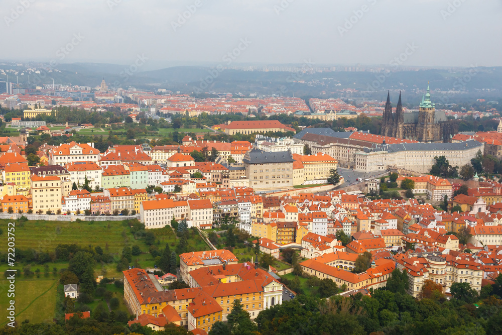 Views over Prague from the height of Petrin Hill.