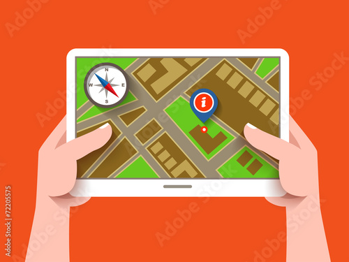 Mobile gps navigation, flat design concept