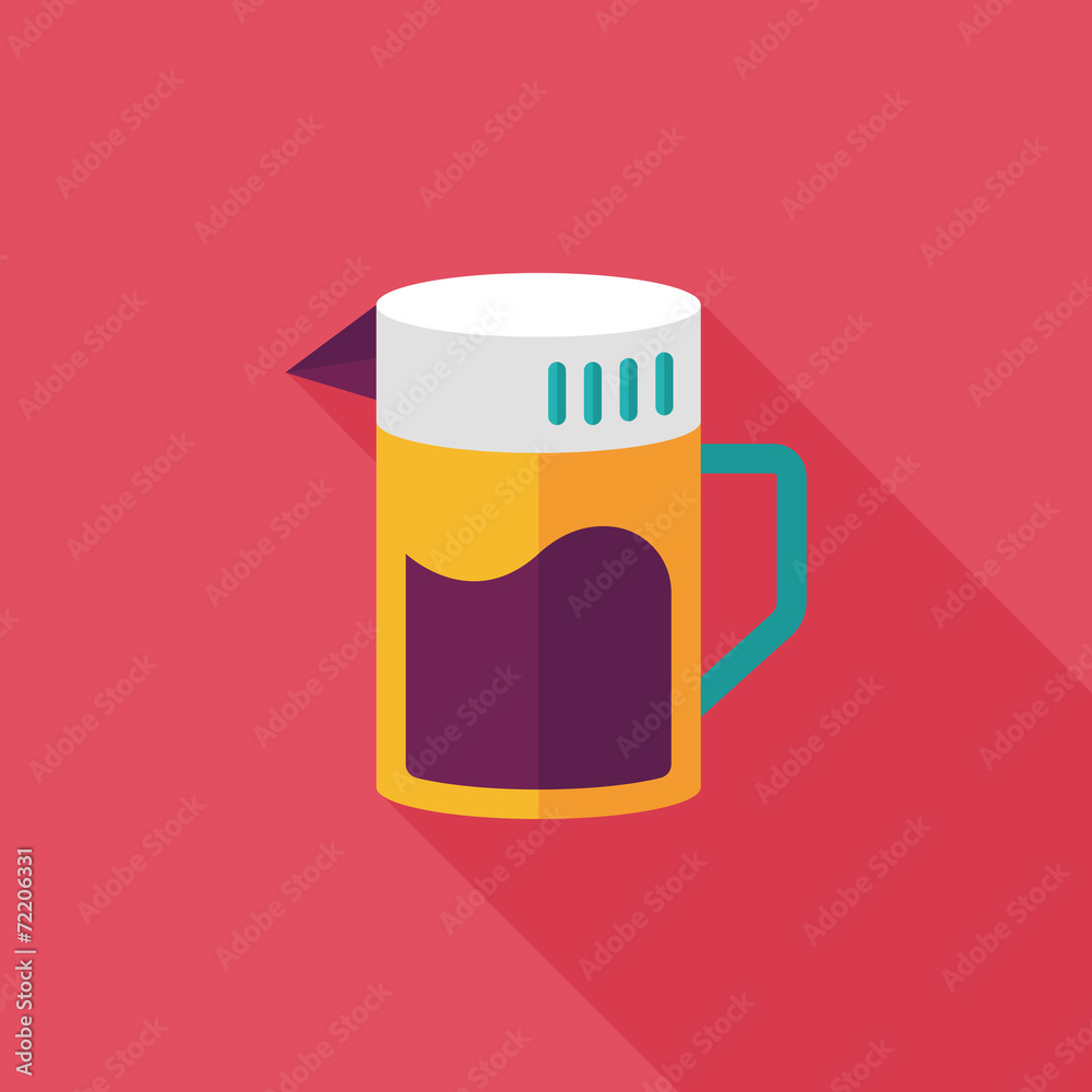 kitchenware tea pot flat icon with long shadow,eps10 kitchenware tea pot flat icon with long shadow,eps10