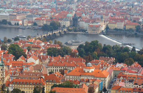 Views over Prague from the height of Petrin Hill.