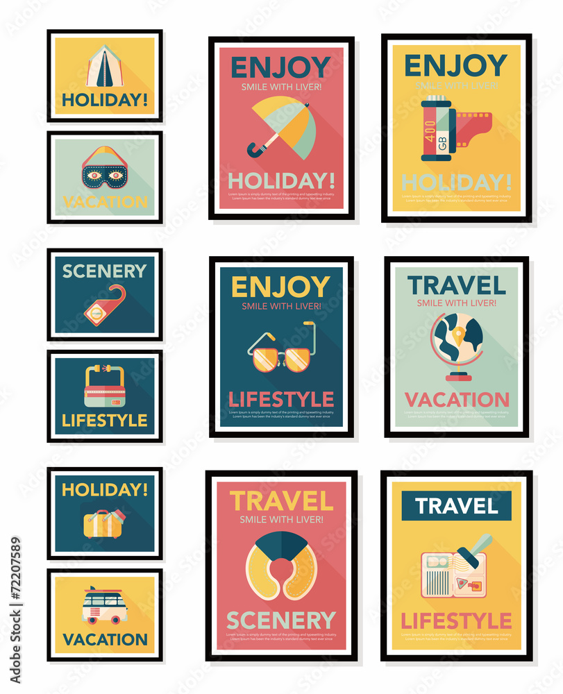 Travel poster banner design flat background set, eps10 Travel poster banner design flat background set, eps10