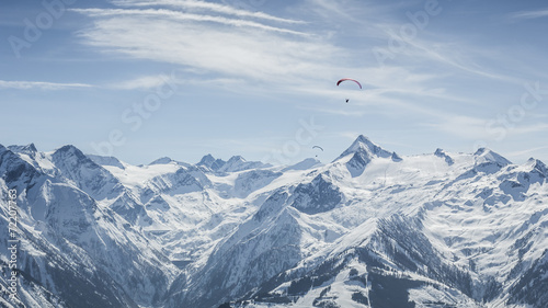 Beautiful mountain ski landscape with Kitzsteinhorn in the backg