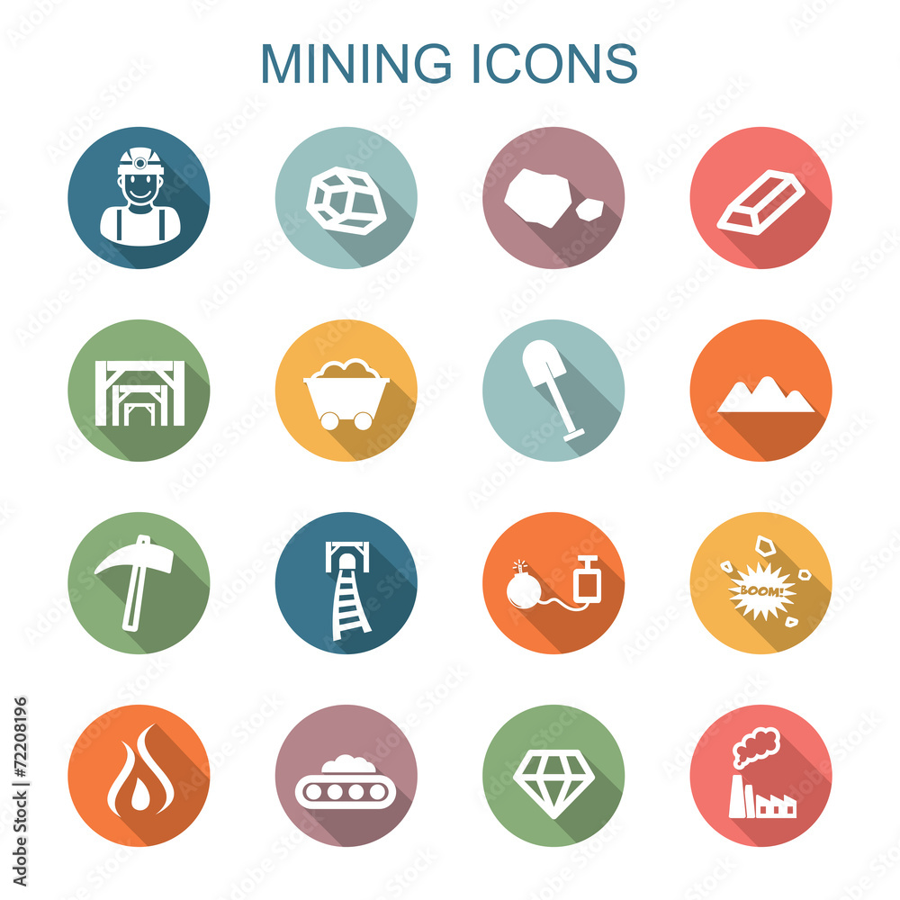 mining long shadow icons mining long shadow icons
