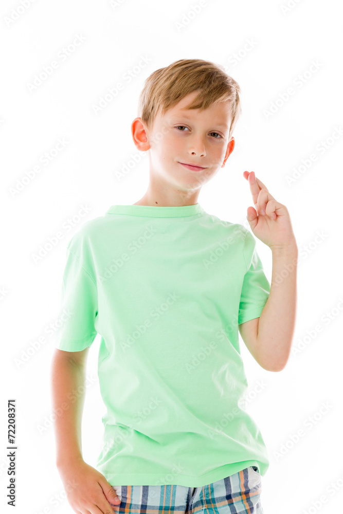 model isolated with fingers crossed for luck model isolated with fingers crossed for luck