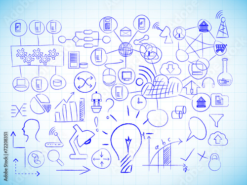 Vector image of Information technology drawings
