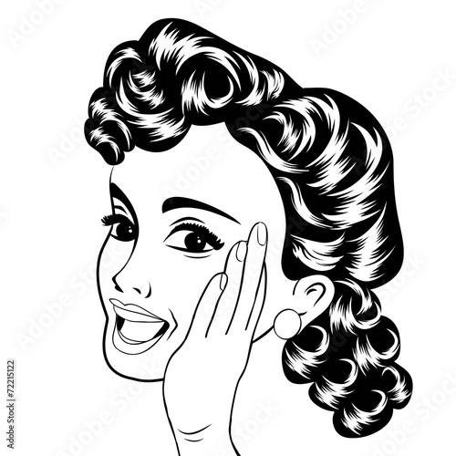 pop art cute retro woman in comics style