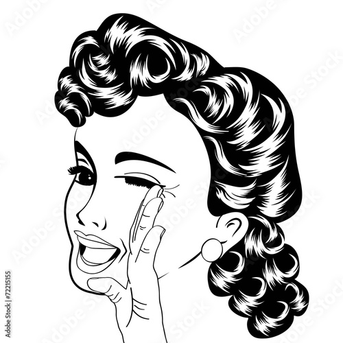 pop art cute retro woman in comics style