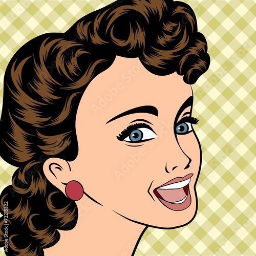 pop art cute retro woman in comics style