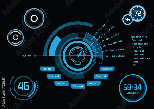 Blue infographics as head-up display