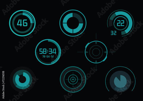 Set of infographics as head-up display