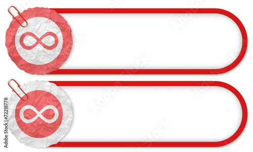 two buttons with texture crumpled paper and infinity symbol