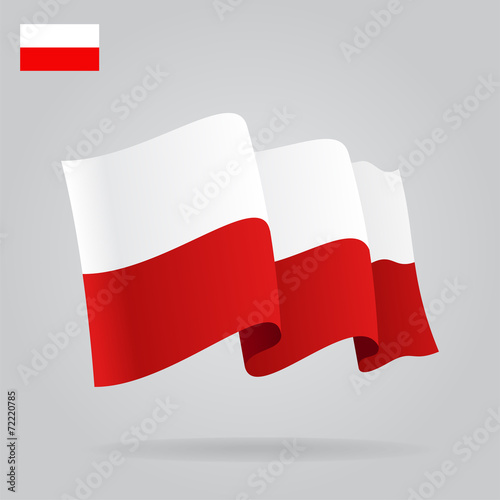 Flat and waving Polish Flag. Vector