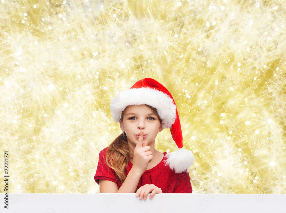 smiling little girl in santa helper hat smiling little girl in santa helper hat