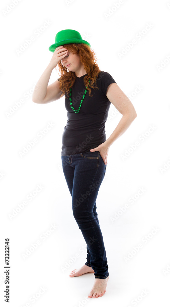 model isolated on plain background ashamed hiding face in hand model isolated on plain background ashamed hiding face in hand