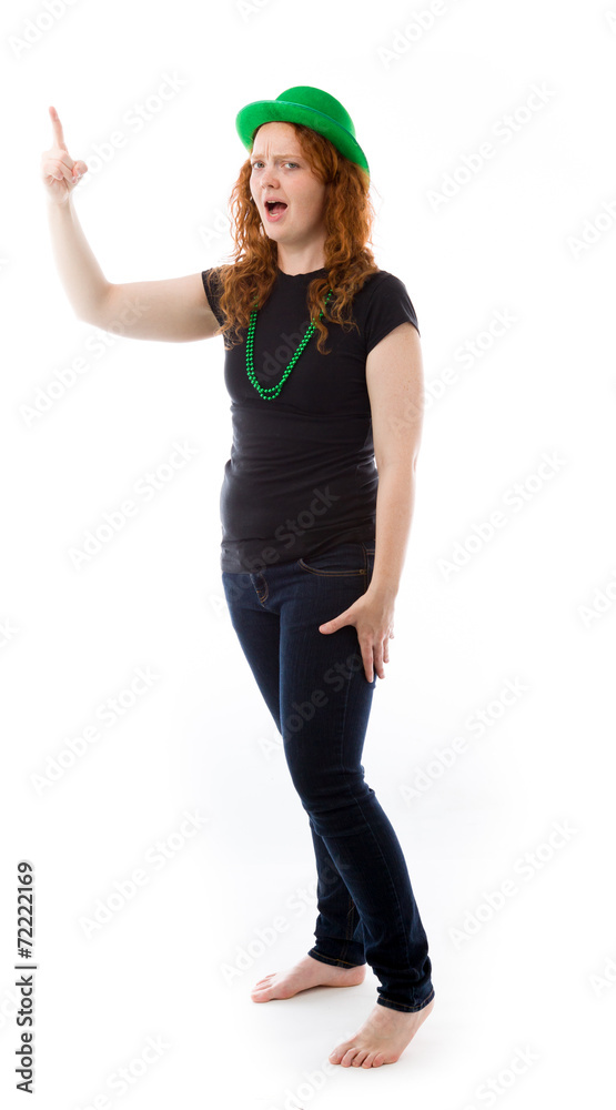 model isolated on plain background nagging scolding with finger