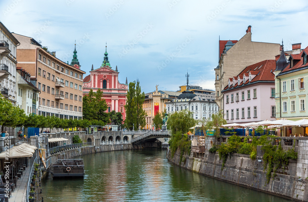 View of the city center of Ljubljana, Slovenia