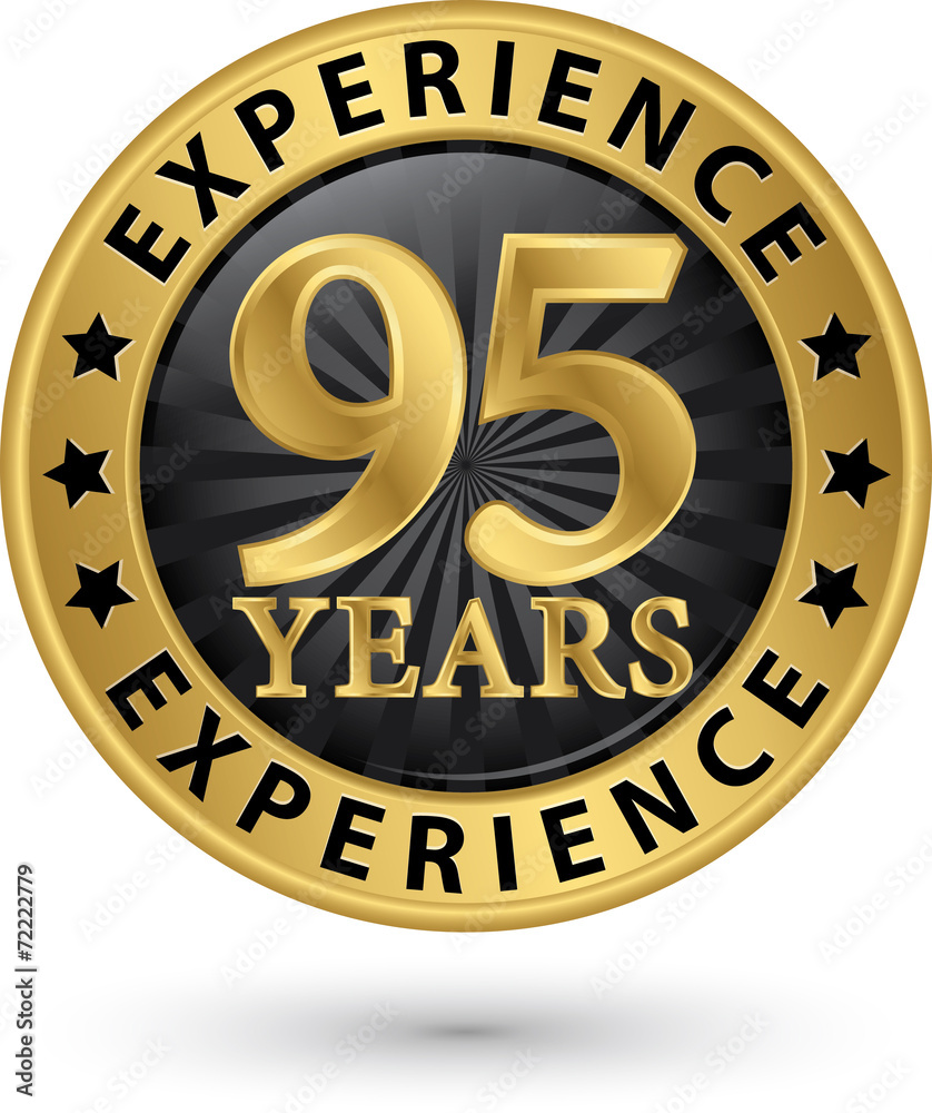 95 years experience gold label, vector illustration