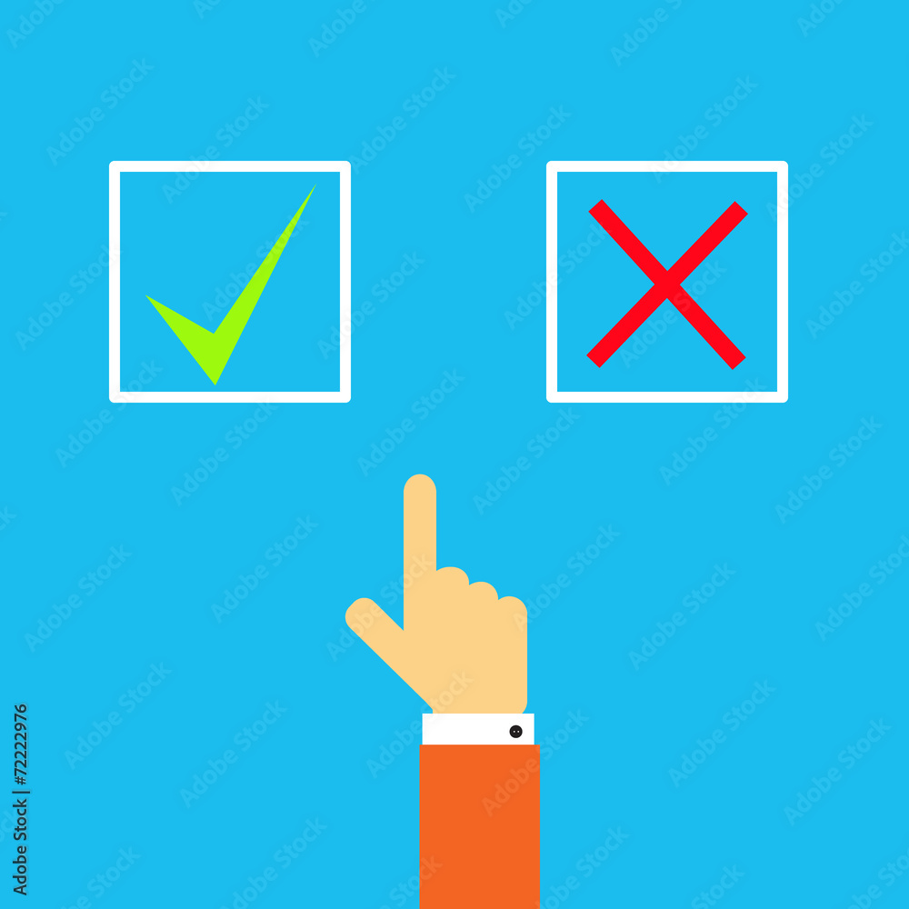 Man's hand before choosing yes or no. Vector illustration. Man's hand before choosing yes or no. Vector illustration.