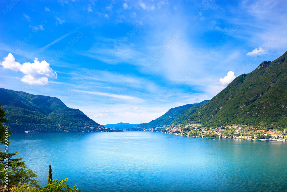 Como Lake landscape. Cernobbio village view, Italy