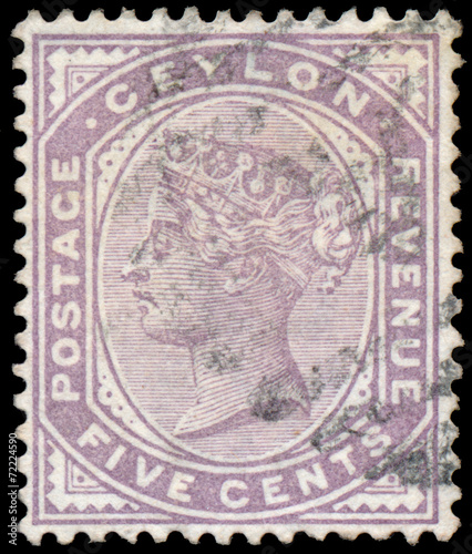 Stamp printed by CEYLON, shows Queen Victoria