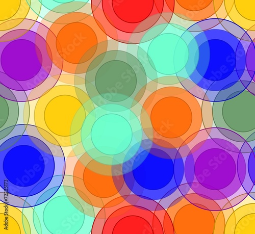 Cheerful background with overlapping circles in rainbow colors