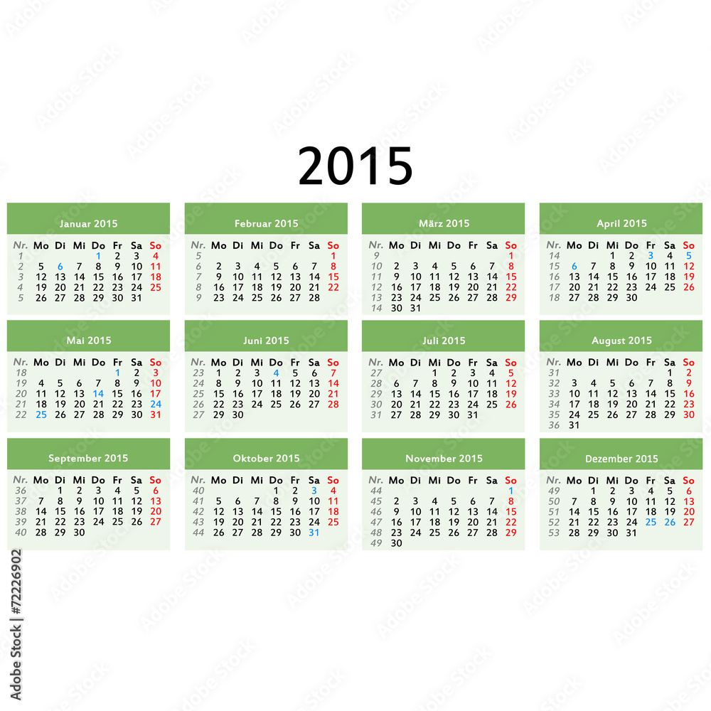 Kalender 2015 deutsch Stock Illustration | Adobe Stock