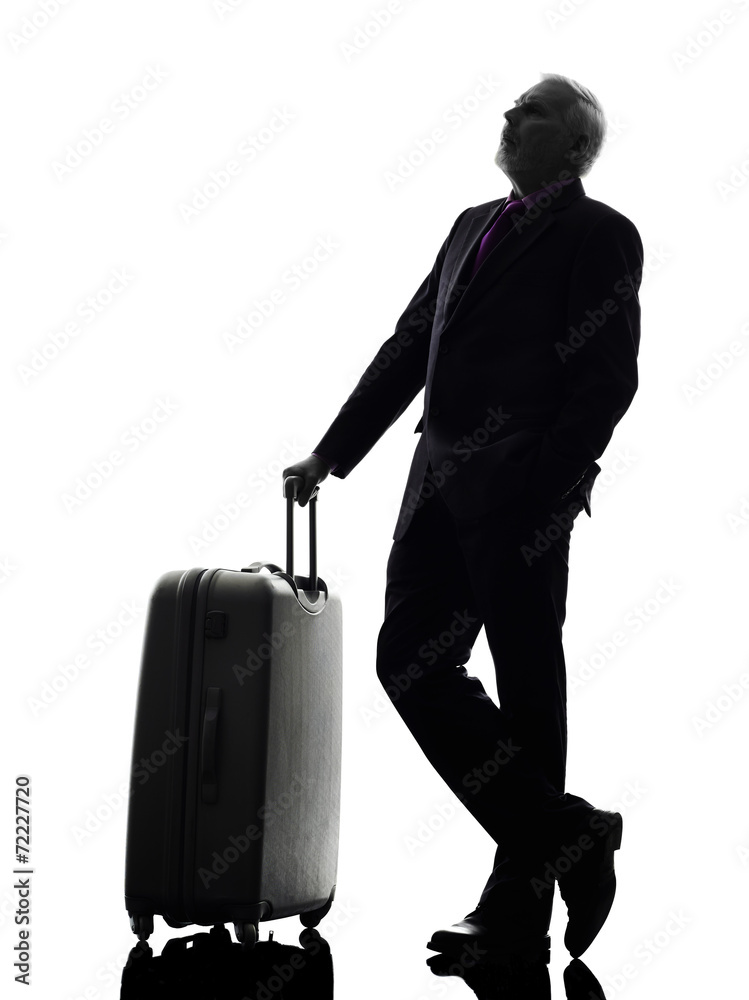 senior business man traveler traveling silhouette senior business man traveler traveling silhouette