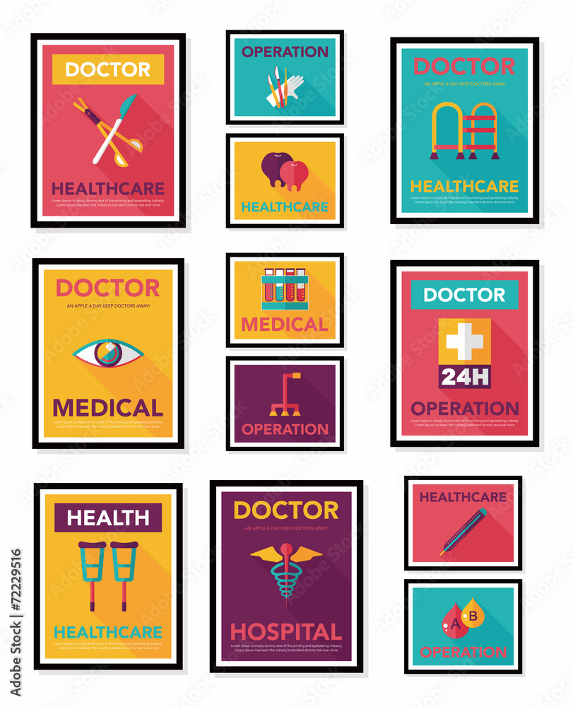 Hospital poster banner design flat background set, eps10 Hospital poster banner design flat background set, eps10