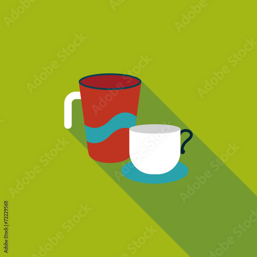 kitchenware cup flat icon with long shadow,eps10